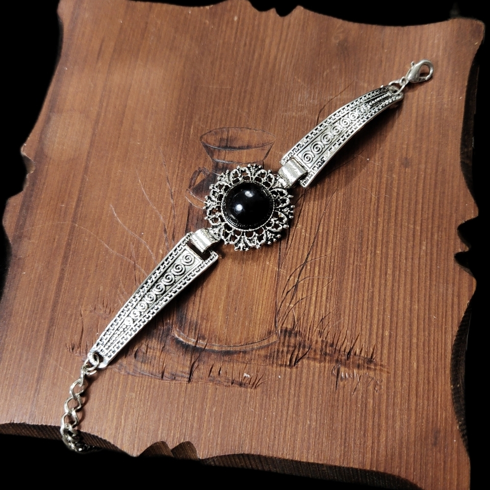 Elegant Silver and Black Women's Bracelet